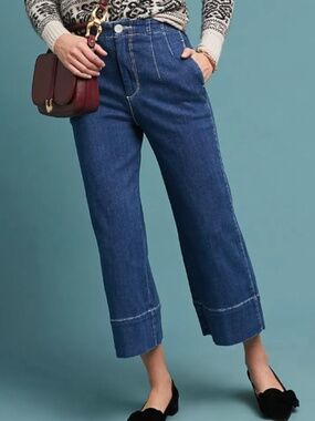 Anthropologie Pilcro & The Letterpress Wide Leg High-Rise Cropped Jeans 30 Retro